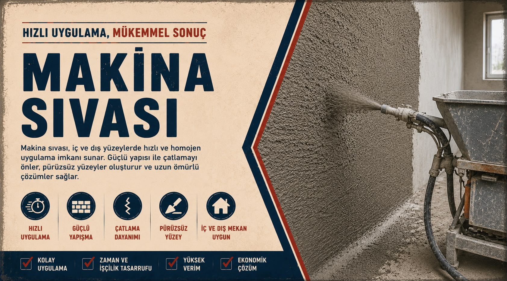 Makine sıvası ve dekoratif sıva ürün grubu bannerı