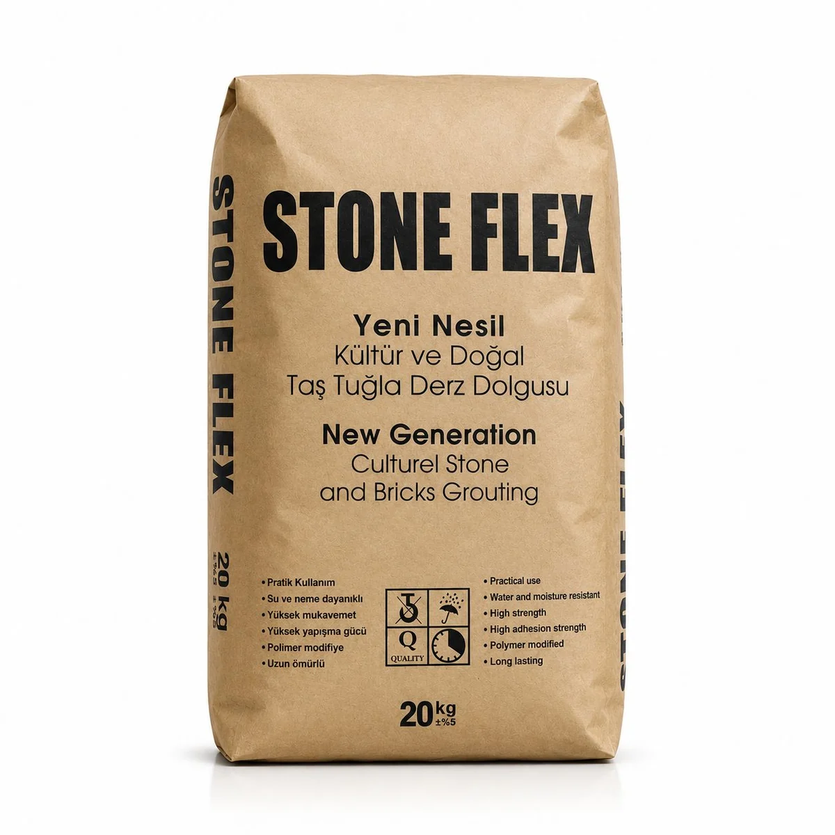 Stone Flex Kültür ve Doğal Taş Tuğla Derz Dolgusu 20 kg ürün ambalajı