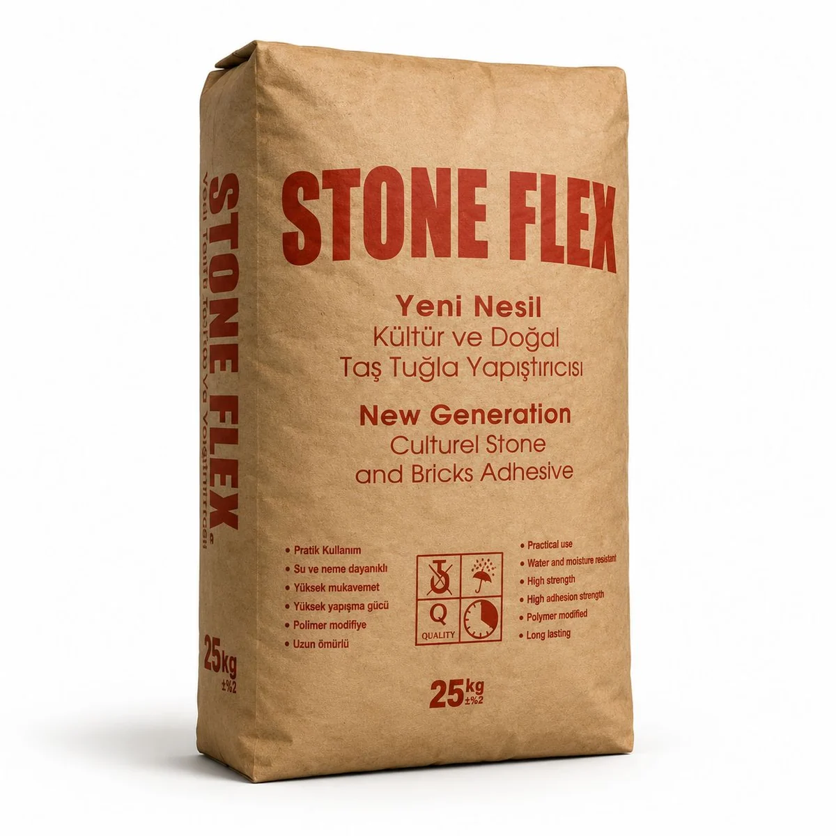 Stone Flex Kültür ve Doğal Taş Tuğla Yapıştırıcısı 25 kg ürün ambalajı